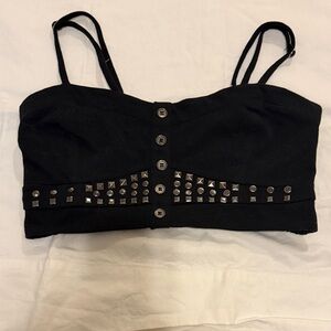 Full Tilt Black Studded Crop Top